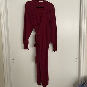 Maroon Sweater Wrap Dress